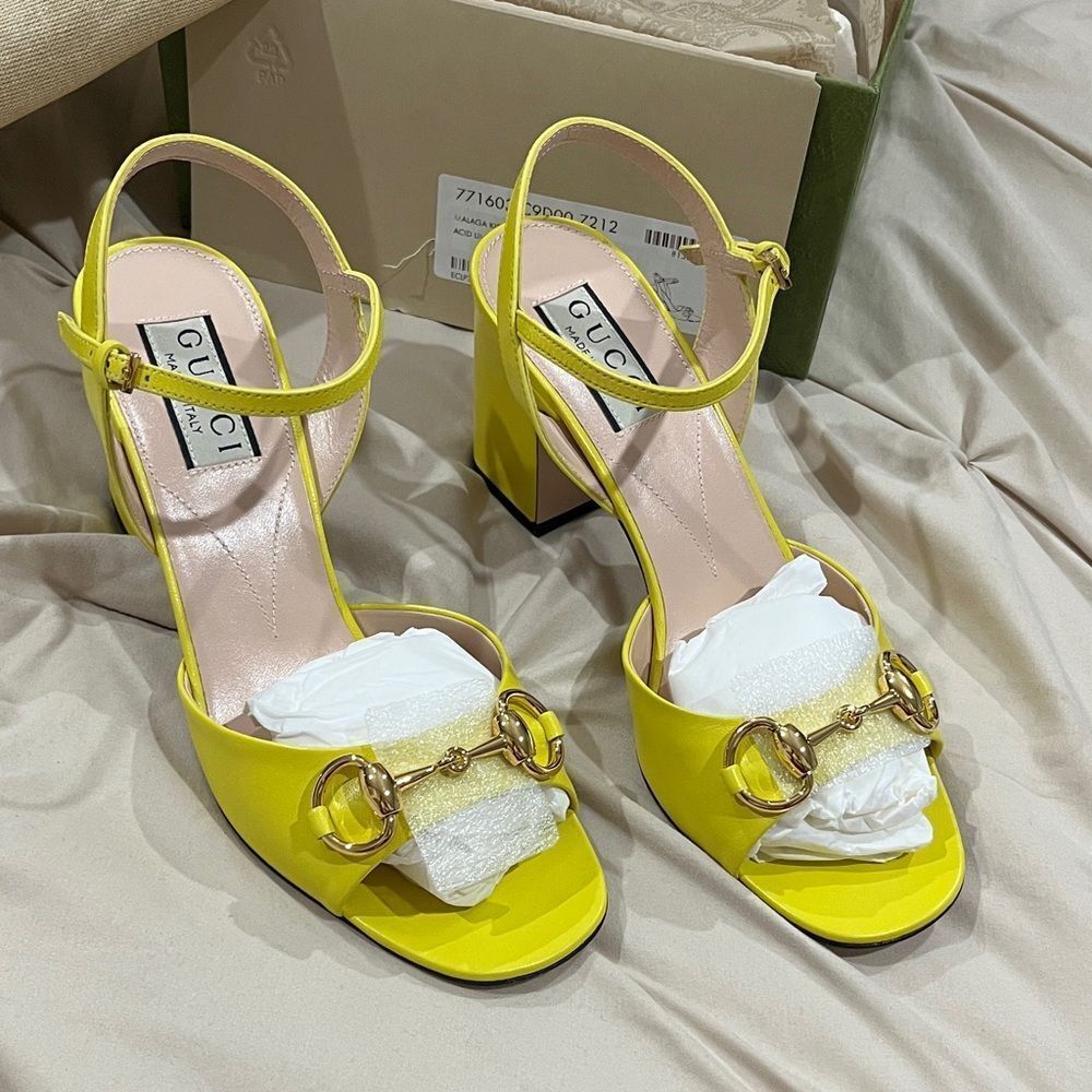 Gucci Yellow Heeled Sandals